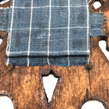 Charming Small Early Mirror in Hand-carved Frame with Homespun Fabric Backing