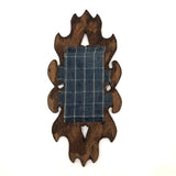 Charming Small Early Mirror in Hand-carved Frame with Homespun Fabric Backing
