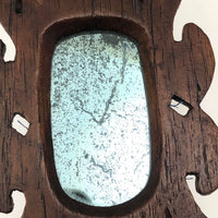 Charming Small Early Mirror in Hand-carved Frame with Homespun Fabric Backing