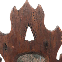 Charming Small Early Mirror in Hand-carved Frame with Homespun Fabric Backing
