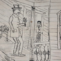 Heartbreaking "No One To Love" Antique Ink Drawing