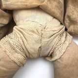 Wonderful Old Handmade Ragdoll with Embroidered Face and Crocheted Booties