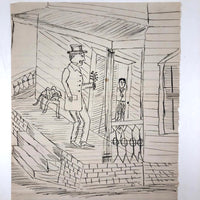 Heartbreaking "No One To Love" Antique Ink Drawing