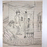 Heartbreaking "No One To Love" Antique Ink Drawing
