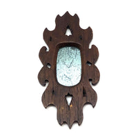 Charming Small Early Mirror in Hand-carved Frame with Homespun Fabric Backing