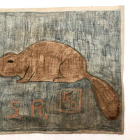 Fabulous Vintage Hand-drawn Beaver Boy Scout Flag!