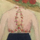 Woman with Flowered Hat Hand-painted Spanish Postcard, 1913