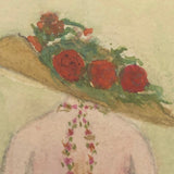 Woman with Flowered Hat Hand-painted Spanish Postcard, 1913