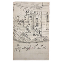 Heartbreaking "No One To Love" Antique Ink Drawing
