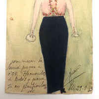 Woman with Flowered Hat Hand-painted Spanish Postcard, 1913