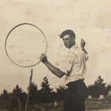 "Corners, Tuesday", Man Holding Hoop, Antique RPPC