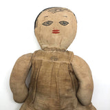 Wonderful Old Handmade Ragdoll with Embroidered Face and Crocheted Booties