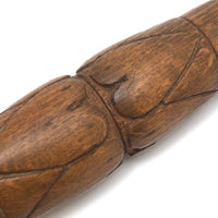 Beautifully Carved Antique Treen Tool with Hearts, Presumed Scandanavian Clothes Roller/Folder