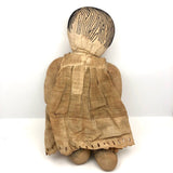 Wonderful Old Handmade Ragdoll with Embroidered Face and Crocheted Booties