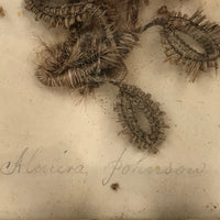 Victorian Hair Mourning Piece, Vine with Flowers Atop Cross, Alouisa Johnson