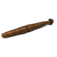 Beautifully Carved Antique Treen Tool with Hearts, Presumed Scandanavian Clothes Roller/Folder
