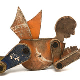 Another Jointed Wooden Man in Orange Top Coat with Wing-like Tails