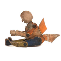 Another Jointed Wooden Man in Orange Top Coat with Wing-like Tails