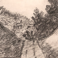 Mary E. Baldwin’s 1850 Graphite Drawing of Man Walking Path (Toward Tiny Chair!)