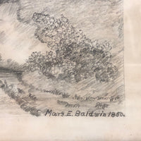 Mary E. Baldwin’s 1850 Graphite Drawing of Man Walking Path (Toward Tiny Chair!)