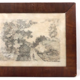 Mary E. Baldwin’s 1850 Graphite Drawing of Man Walking Path (Toward Tiny Chair!)