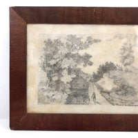 Mary E. Baldwin’s 1850 Graphite Drawing of Man Walking Path (Toward Tiny Chair!)