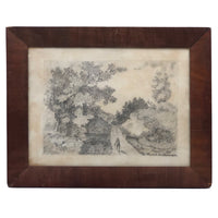 Mary E. Baldwin’s 1850 Graphite Drawing of Man Walking Path (Toward Tiny Chair!)