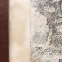 Mary E. Baldwin’s 1850 Graphite Drawing of Man Walking Path (Toward Tiny Chair!)