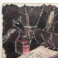 Danse Macabre Antique French Hand-drawn Postcard