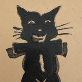 Black Cat and Dissipating Moon in Pittsburg, 1905 Hand-painted Postcard