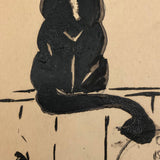 Black Cat and Dissipating Moon in Pittsburg, 1905 Hand-painted Postcard