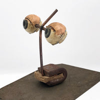 Antique Painted Doll Eyes Mounted on Stand!