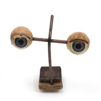 Antique Painted Doll Eyes Mounted on Stand!