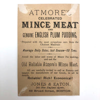 Altmore's Mince Meat, Boston MA Victorian Era Trade Card