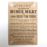Altmore's Mince Meat, Boston MA Victorian Era Trade Card