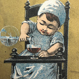 Baby in High Chair Drinking, Victorian Era Trade Card