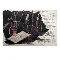 Danse Macabre Antique French Hand-drawn Postcard
