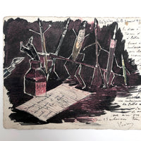 Danse Macabre Antique French Hand-drawn Postcard