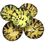 Old Yellow Splatterware Small Scalloped Edge Bowls - Set of 5
