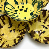 Old Yellow Splatterware Small Scalloped Edge Bowls - Set of 5
