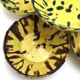 Old Yellow Splatterware Small Scalloped Edge Bowls - Set of 5