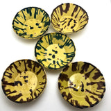 Old Yellow Splatterware Small Scalloped Edge Bowls - Set of 5