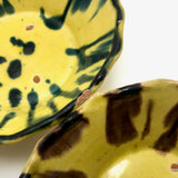 Old Yellow Splatterware Small Scalloped Edge Bowls - Set of 5