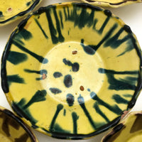 Old Yellow Splatterware Small Scalloped Edge Bowls - Set of 5