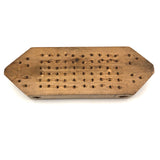 Unusual Old Folk Art Cribbage Board with Carved Trumps and Inlaid Playing Cards