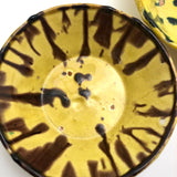 Old Yellow Splatterware Small Scalloped Edge Bowls - Set of 5