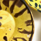 Old Yellow Splatterware Small Scalloped Edge Bowls - Set of 5