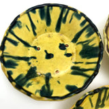 Old Yellow Splatterware Small Scalloped Edge Bowls - Set of 5