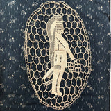 Very Fine, Unusual Antique Needle Lace Medallion of Native American Figure