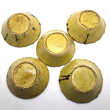 Old Yellow Splatterware Small Scalloped Edge Bowls - Set of 5